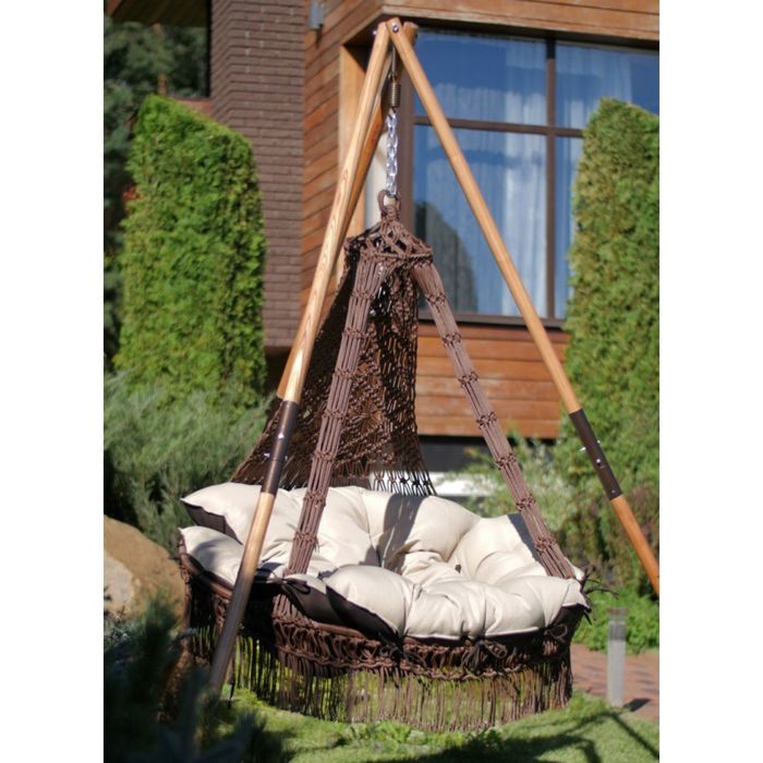 Подвесное кресло качели CARTAGENA (подушка в комплекте), бежево-коричневый