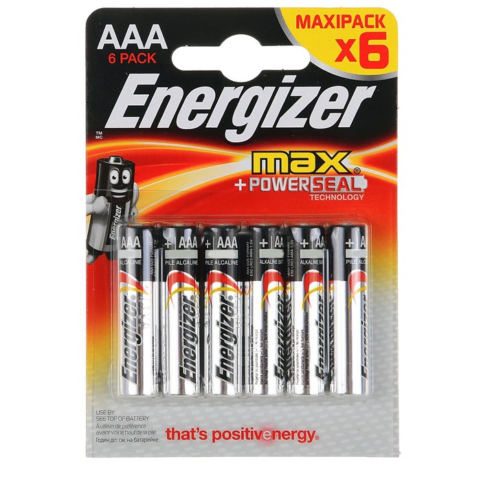 Батарейка алкалиновая Energizer Max, ААА, LR03-6BL, блистер, 6 шт.