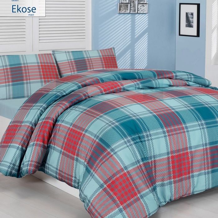 Постельное бельё EKOSE дуэт, 240х260, 160x220-2 шт., 70х70-2шт., бязь 115 г/м², цвет голубой