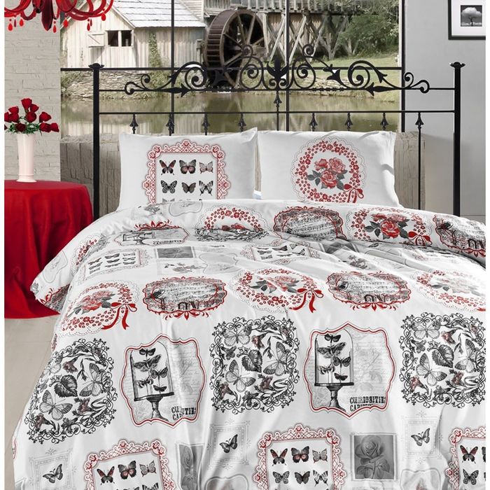 Постельное бельё FARFALLA дуэт, 240х260, 160x220-2 шт., 70х70-2шт., бязь 115 г/м², цвет красный