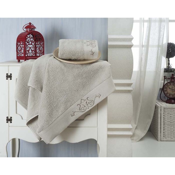 Комплект полотенец VELSEN, размер 50x90- 1шт., 70х140-1 шт., махра, цвет стоне