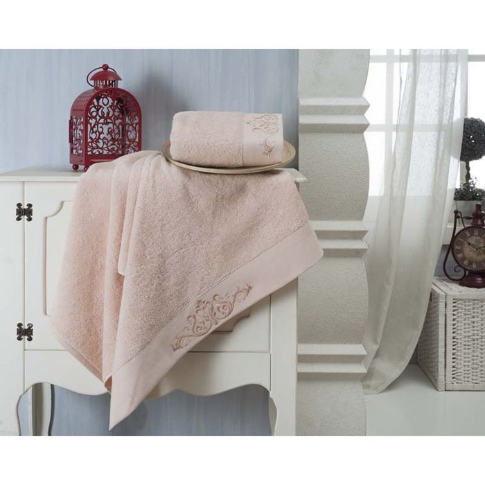 Комплект полотенец VELSEN, размер 50x90- 1шт., 70х140-1 шт., махра, цвет пудра