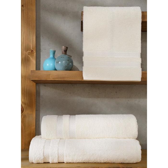 Полотенце KARNA PETEK, размер 100x150 см, махра 380 г/м2 цвет кремовый