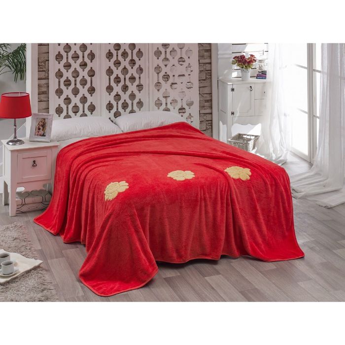 Покрывало Rose, размер 160 × 220 см, велсофт 240 г/м2, коралловый