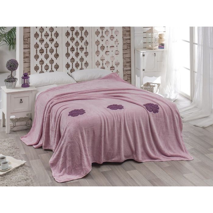 Покрывало Rose, размер 160 × 220 см, велсофт 240 г/м2, пудра