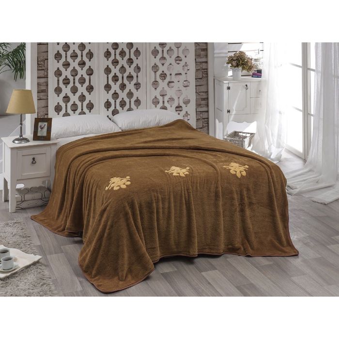 Покрывало Damask, размер 160 × 220 см, велсофт 240 г/м2, кофейный