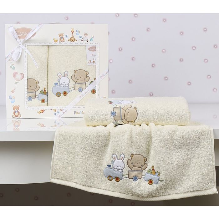 Набор полотенец BAMBINO-TRAIN, размер 50x70, 70х120 см, цвет кремовый, махра 380 г/м2