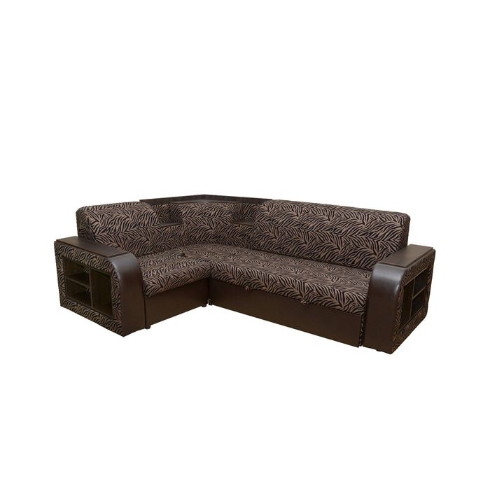 Диван угловой «Эльза-5», обивка шенилл «зебра 1 ХИТ ЭКЗО 3», искусственная кожа Ecotex A 213