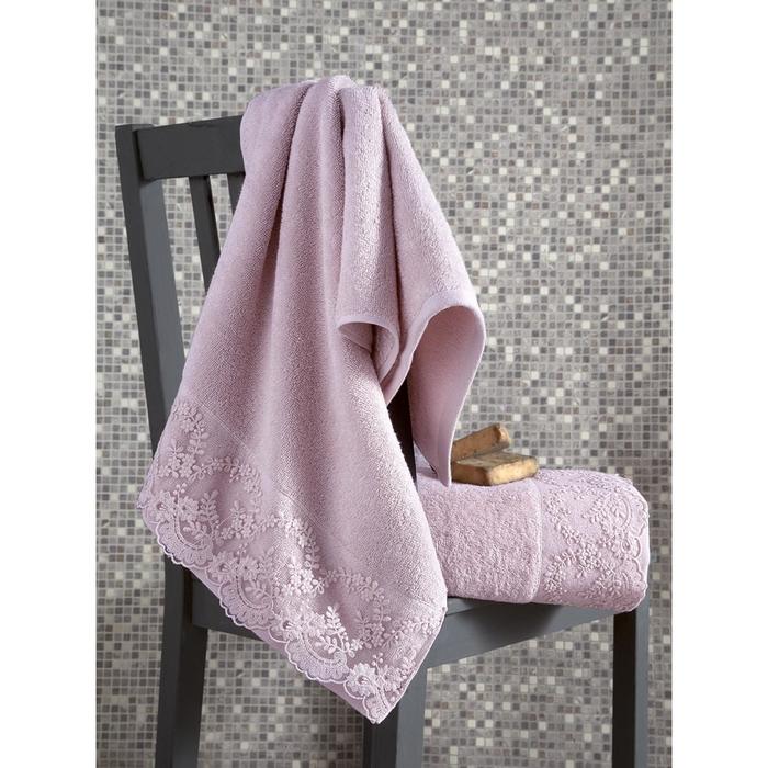 

Комплект махровых полотенец c гипюром Elinda 50x90 см, 70х140 см, цвет пудра