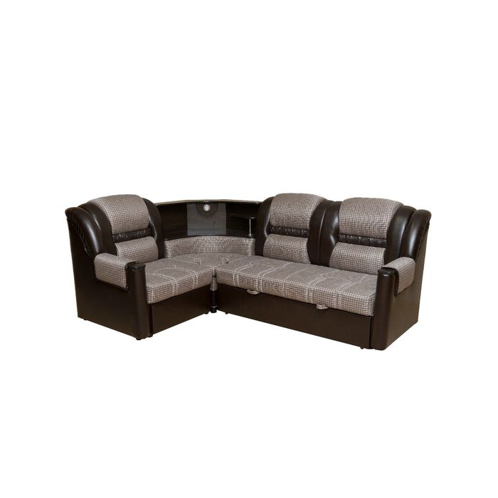 Диван угловой «Эльза-3», обивка рогожка «скиф 104», искуcственная кожа «Ecotex A 213»