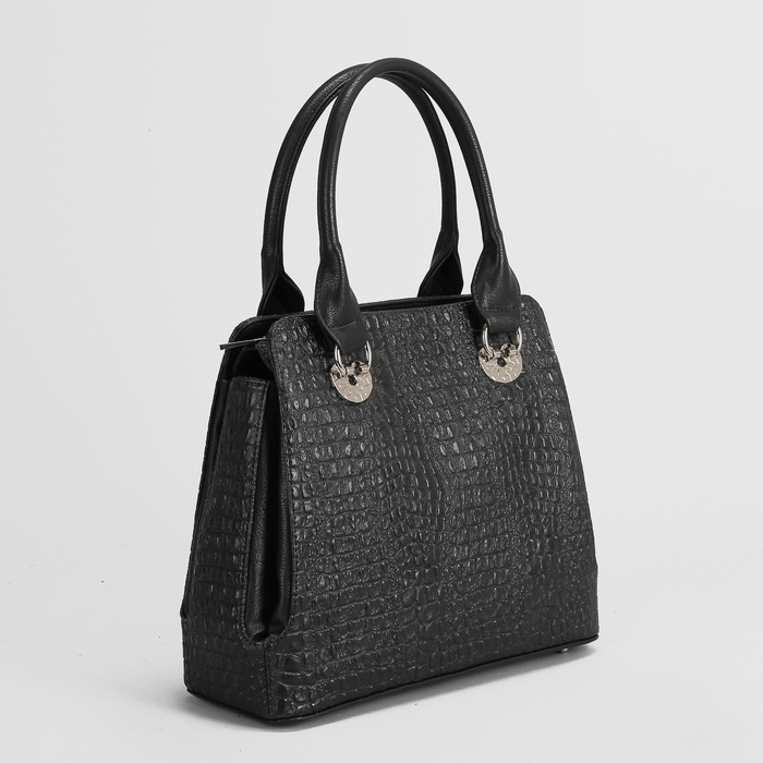 Сумка женская на молнии, 3 отдела, наружный карман, цвет чёрный