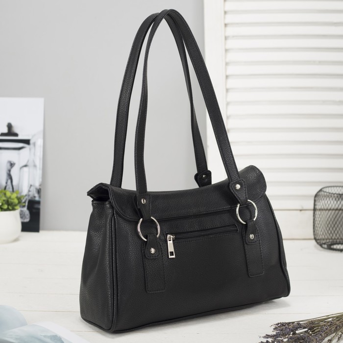 Сумка женская на молнии, 1 отдел, наружный карман, цвет чёрный