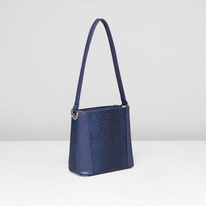 Сумка женская на молнии, 1 отдел, наружный карман, длинный ремень, цвет синий