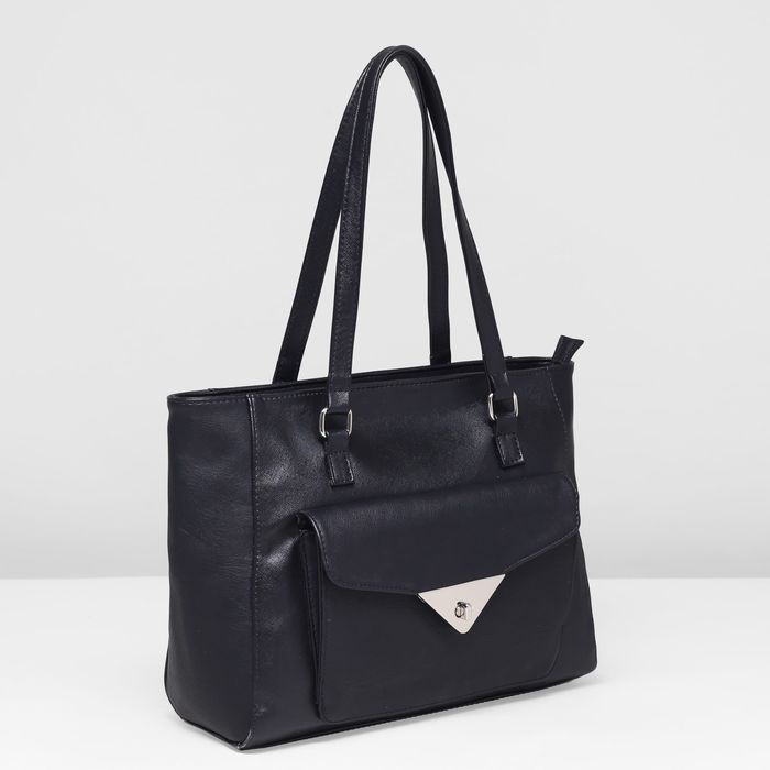 Сумка женская на молнии, 1 отдел, 2 наружных кармана, цвет чёрный