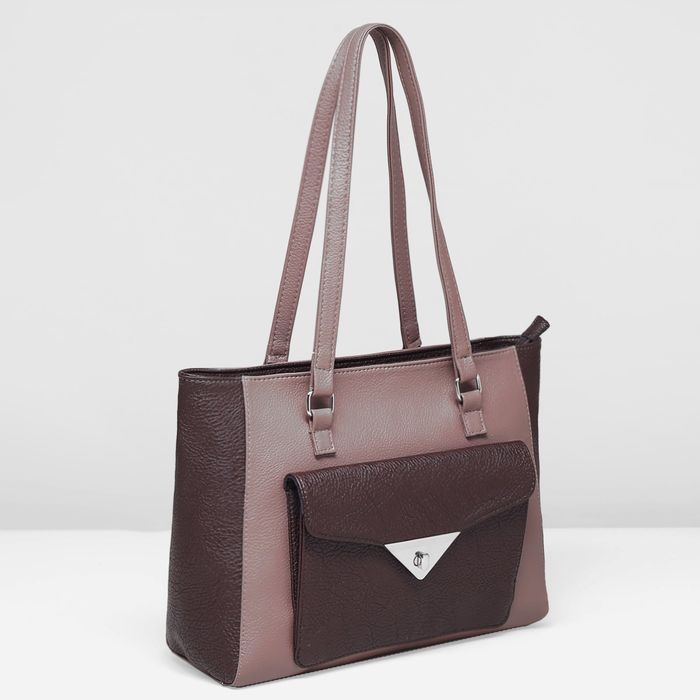 Сумка женская, 1 отдел на молнии, 2 наружных кармана, цвет бежевый/коричневый