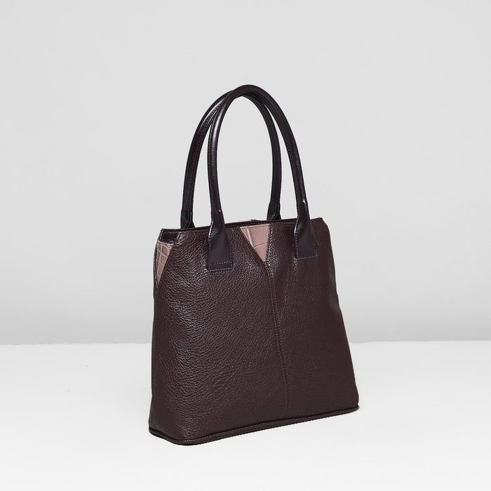 Сумка женская на молнии, 1 отдел, наружный карман, цвет тёмно-коричневый