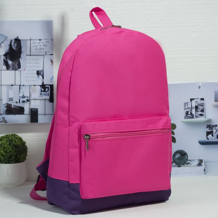 Рюкзак молодёжный, 1 отдел, наружный карман, цвет розовый/баклажан