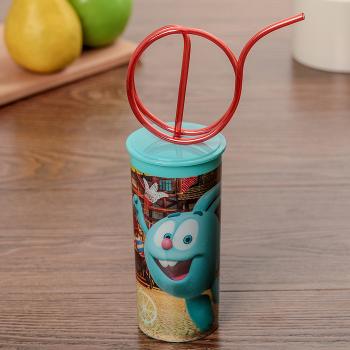 Бокал 3D 330 мл "Смешарики", с крышкой и трубочкой