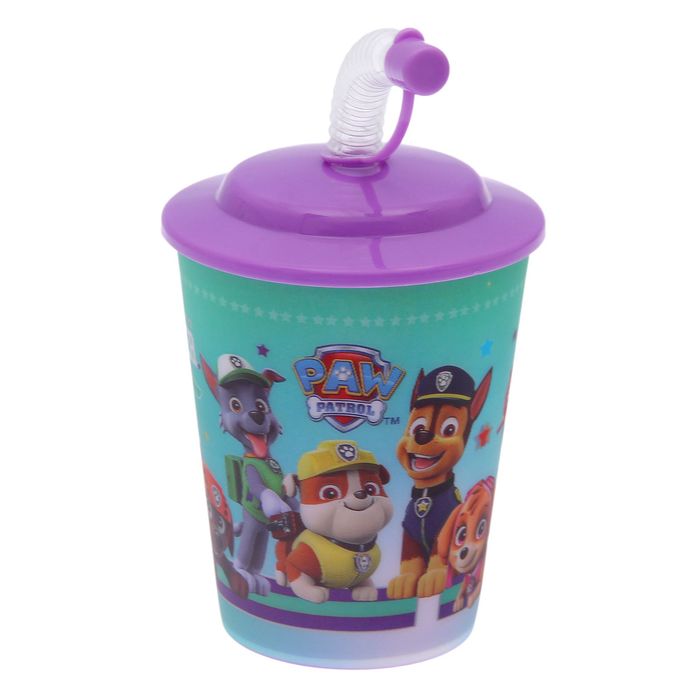 Бокал 3D 400 мл "Щенячий патруль", с крышкой и трубочкой
