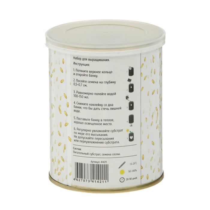 Растущая травка в банке "Денежное дерево" (сосна, набор для выращивания)