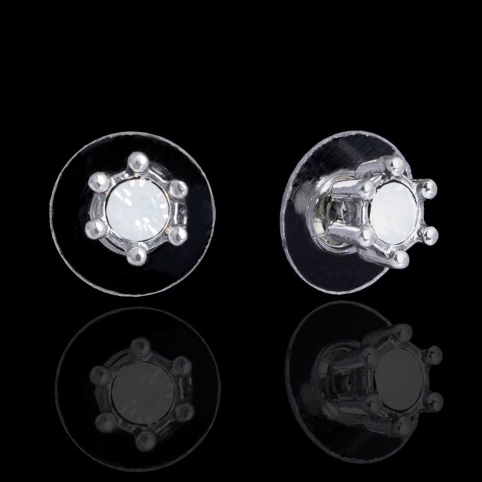 Пусеты "Хато", цвет молочно-белый в чернёном серебре