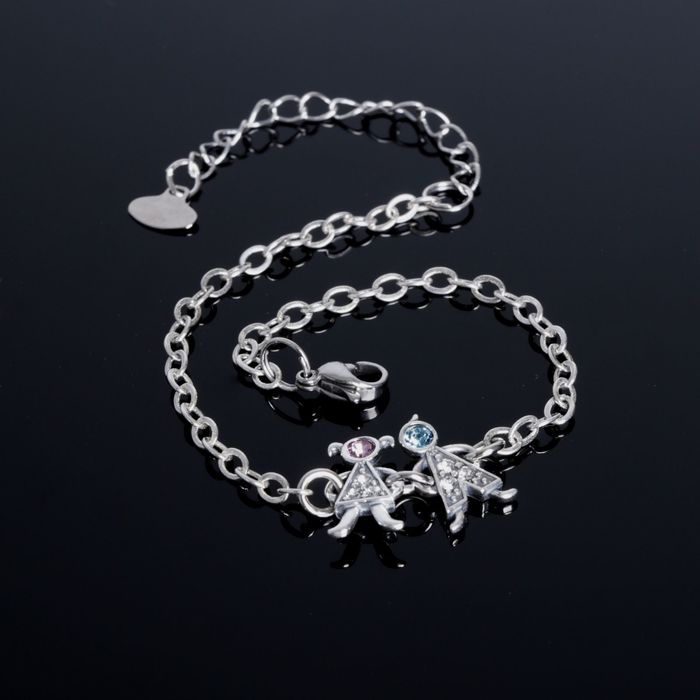 Браслет "ДМ", цветной в чернёном серебре