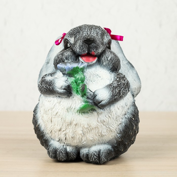 Копилка "Зайка с цветком", микс