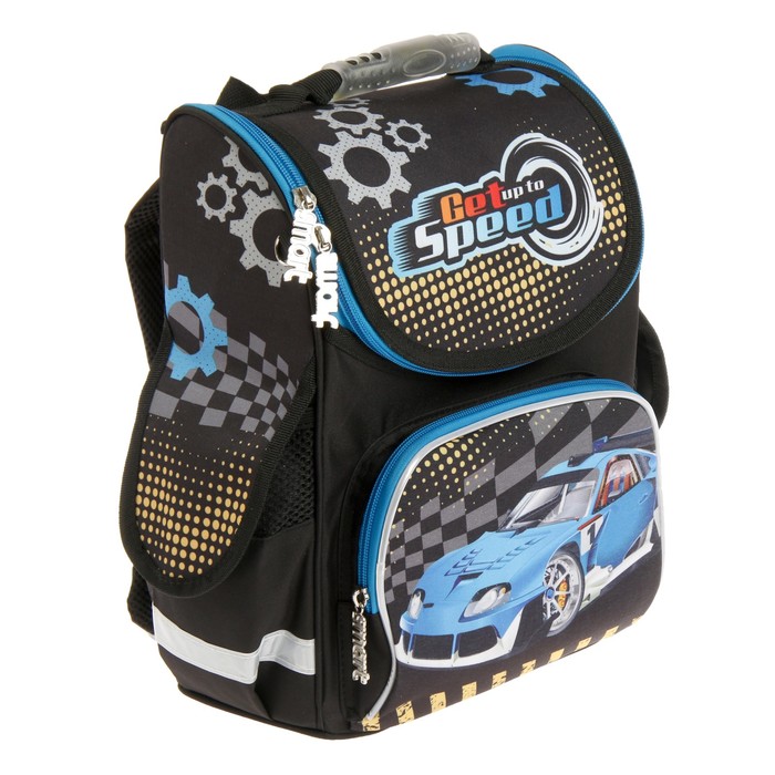 Ранец Стандарт Smart PG-11 34*26*14 мал Blue car, черный 553424