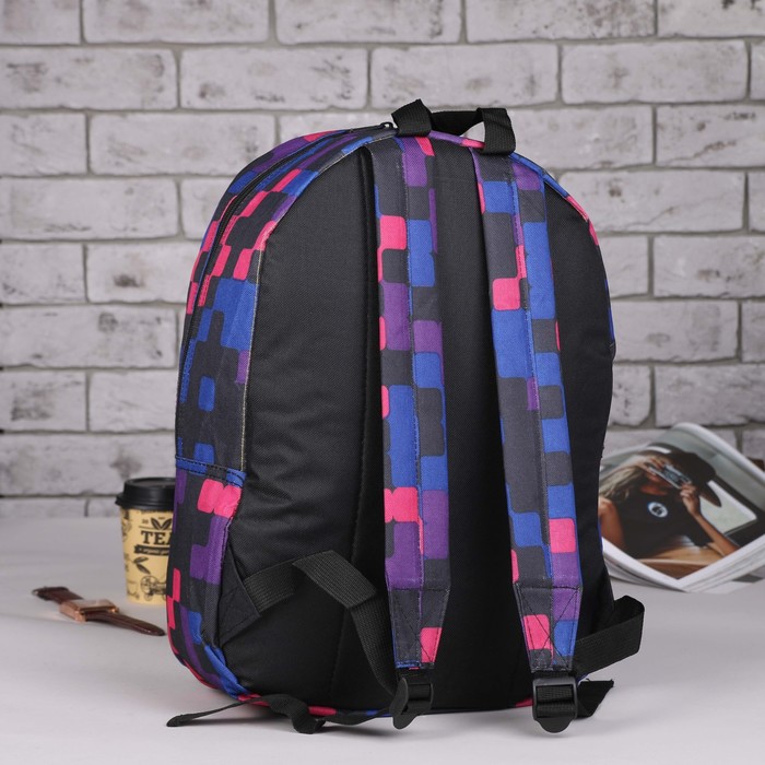 Рюкзак молодёжный "Квадраты", отдел на молнии, наружный карман, цвет синий