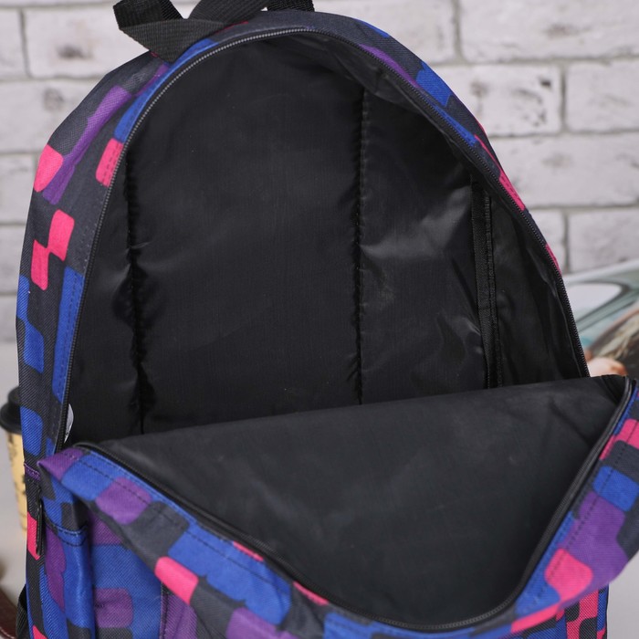 Рюкзак молодёжный "Квадраты", отдел на молнии, наружный карман, цвет синий