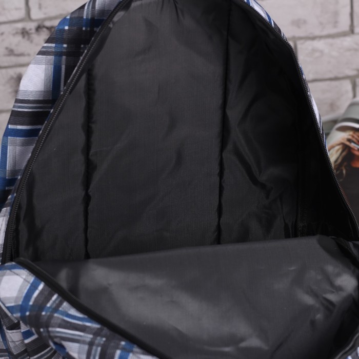 Рюкзак молодёжный "Ромбы", отдел на молнии, наружный карман, цвет серый/синий