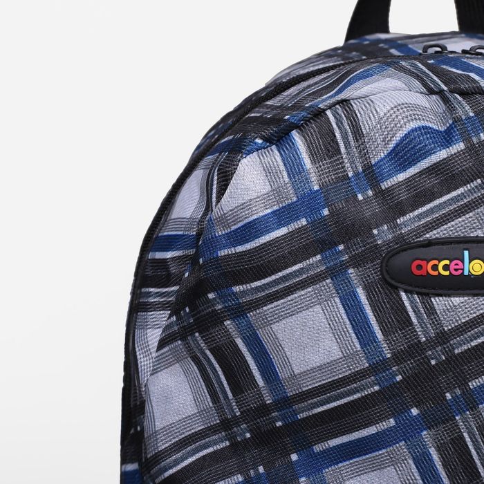 Рюкзак молодёжный "Ромбы", отдел на молнии, наружный карман, цвет серый/синий