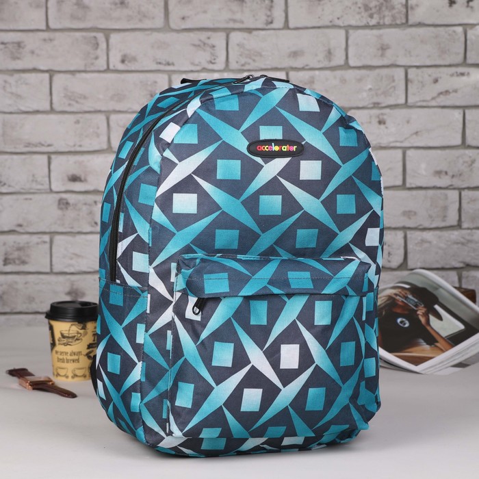 Рюкзак молодёжный "Абстракция", отдел на молнии, наружный карман, цвет серый/бирюзовый