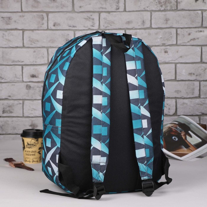 Рюкзак молодёжный "Абстракция", отдел на молнии, наружный карман, цвет серый/бирюзовый