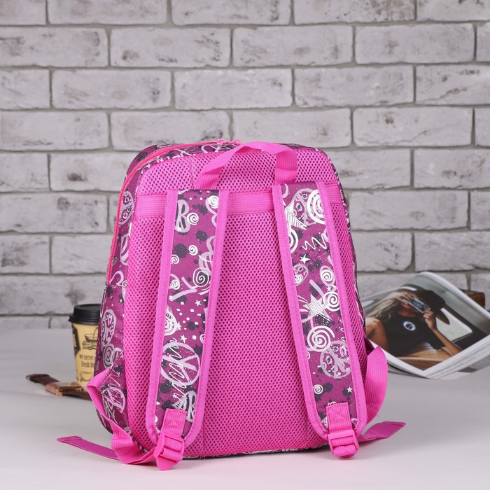 Рюкзак молодёжный "Звёзды", отдел на молнии, наружный карман, усиленная спинка, цвет фиолетовый