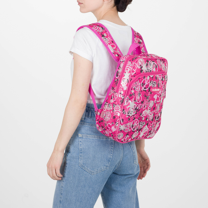 Рюкзак молодёжный «Звёзды», отдел на молнии, наружный карман, усиленная спинка, цвет розовый