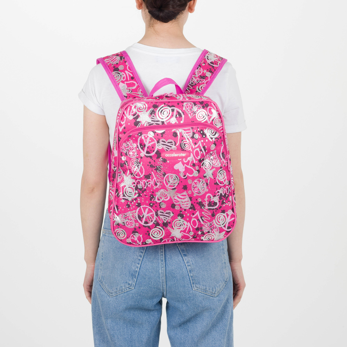 Рюкзак молодёжный «Звёзды», отдел на молнии, наружный карман, усиленная спинка, цвет розовый