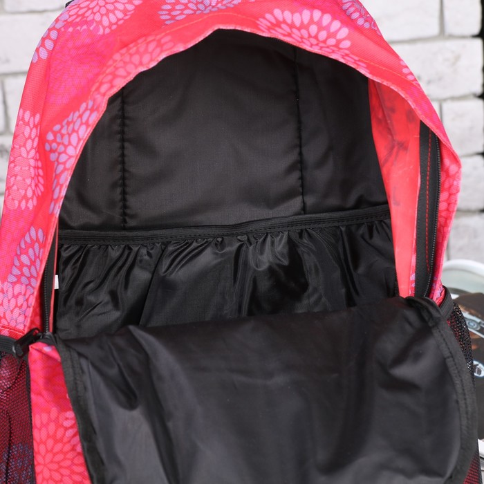 Рюкзак подр Цветы 31*13,5*43,5 отдел на молнии нар карман 2 бок сетки малиновый