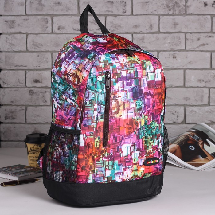 Рюкзак подр Пиксель 31*13,5*43,5 отдел на молнии нар карман 2 бок сетки малиновый