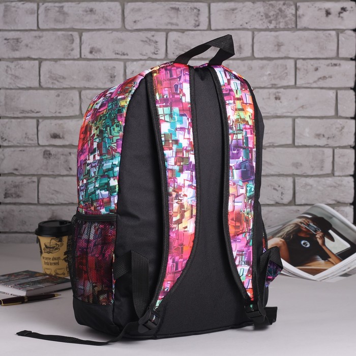 Рюкзак подр Пиксель 31*13,5*43,5 отдел на молнии нар карман 2 бок сетки малиновый