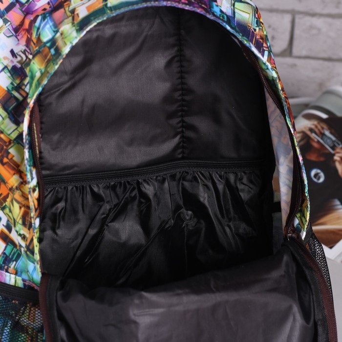 Рюкзак подр Пиксель 31*13,5*43,5 отдел на молнии нар карман 2 бок сетки зелёный