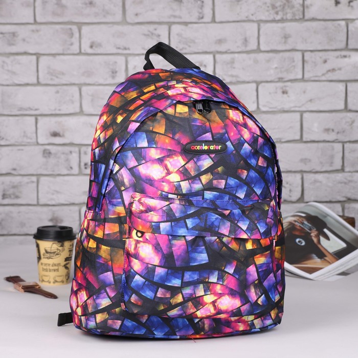 Рюкзак молодёжный "Абстракция", отдел на молнии, наружный карман, цвет фиолетовый