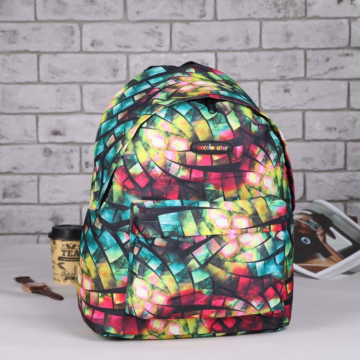 Рюкзак молодёжный "Абстракция", отдел на молнии, наружный карман, цвет зелёный