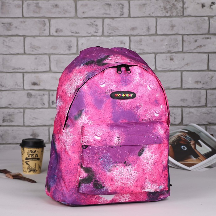 Рюкзак молодёжный "Вселенная", отдел на молнии, наружный карман, цвет малиновый