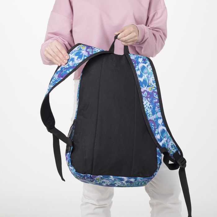 Рюкзак подр Сердца 32*18*45 отдел на молнии 2 нар кармана 2 бок сетки голубой