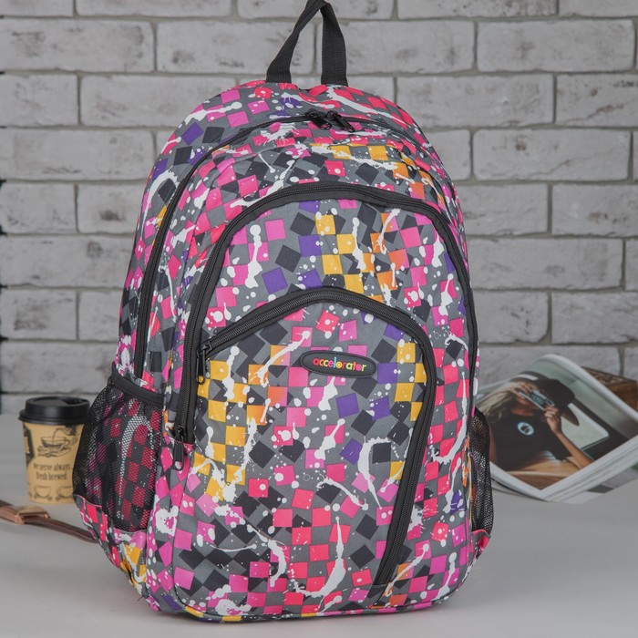 Рюкзак молодёжный "Клякса", отдел на молнии, 2 наружных кармана, 2 боковые сетки, цвет малиновый