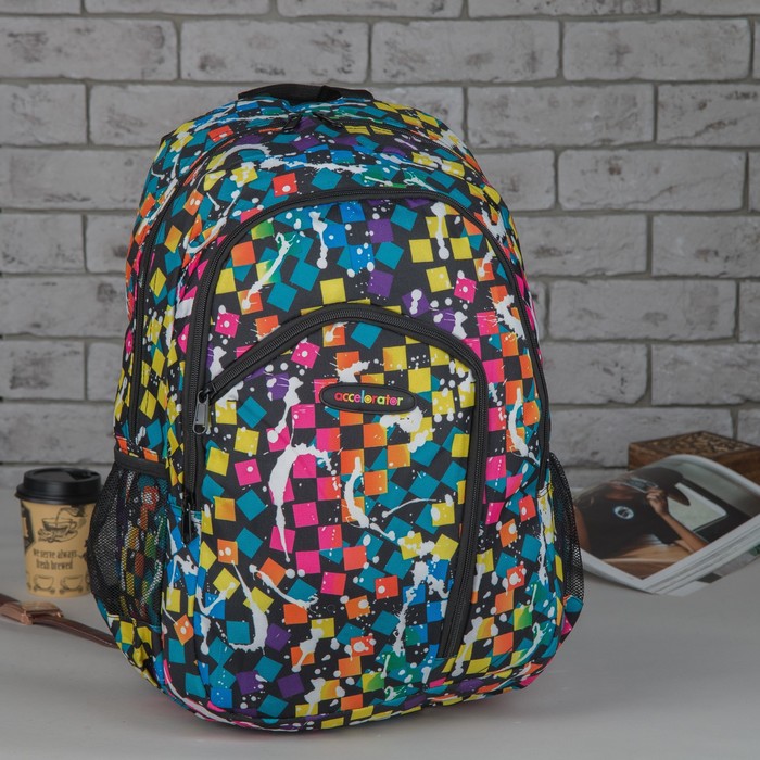 Рюкзак мол Клякса 33*17*42 отдел на молнии 2 нар кармана 2 бок сетки бирюза