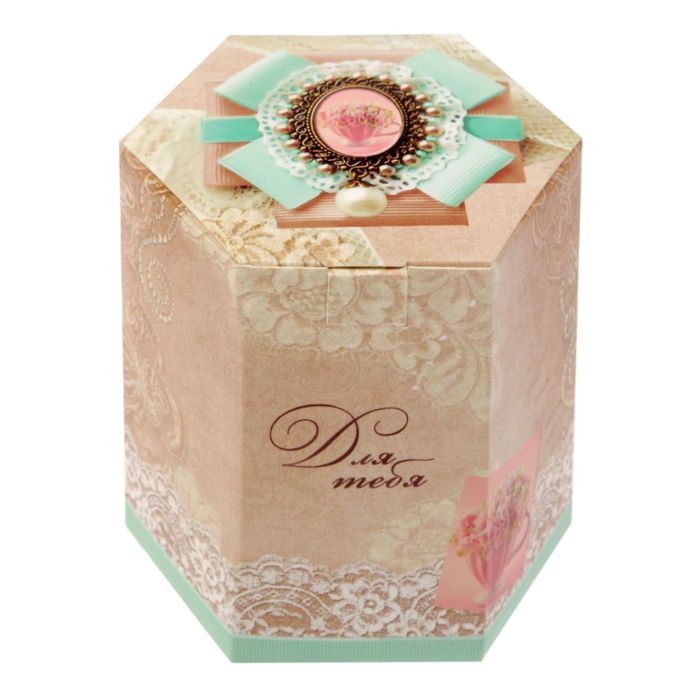 Складная коробочка-бонбоньерка "Нежное кружево", 7,5 х 6,5 х 7,5см