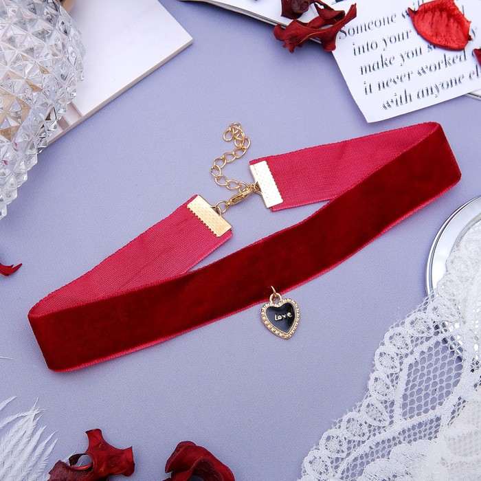 Чокер "Авантюра" сердце, цвет бордово-чёрный в золоте