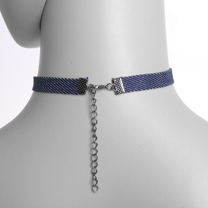 Чокер "Стиль джинс" крест, цвет сине-белый в золоте